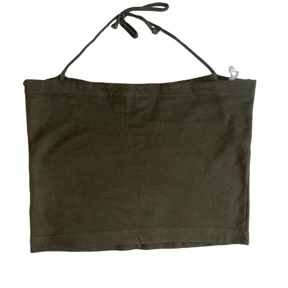 Vintage ENERGIE Y2K Women’s Crop Top Cowl Neck Halter Army GREEN size L - Picture 4 of 6